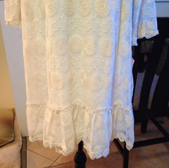 Rare Editions Gold Embellished Sundress Sleeveless Casual Jean Lace New - Picture 5 of 8